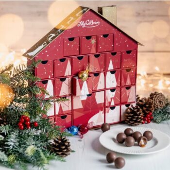 Lily O Briens Chocolate Truffle Advent House Red